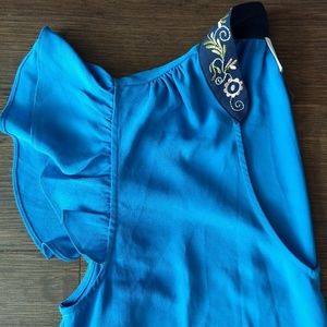 Anthro HD in Paris Teal Flutter Blouse